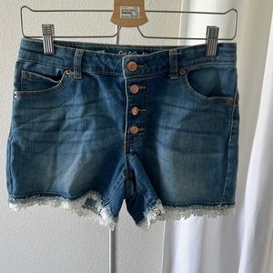 Girls floral trim blue Jean short